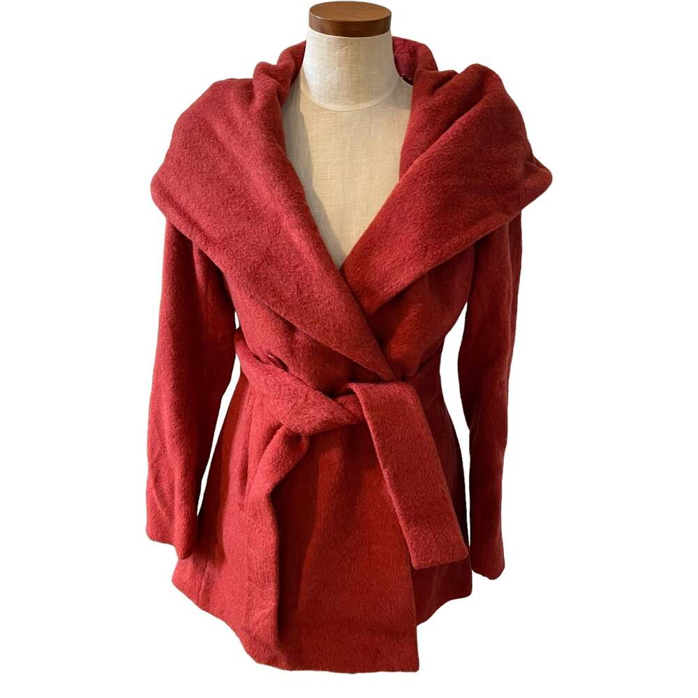 Trina Turk Belted Wool and Alpaca Wrap Coat Rust 2